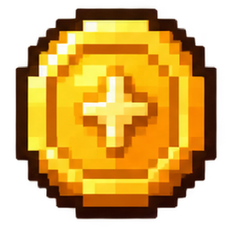 A gleaming pixel-art gold coin.